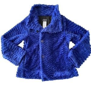 Patagonia Girl's XL(14) Harvest Moon Blue Pelage Fleece Jacket Button Front